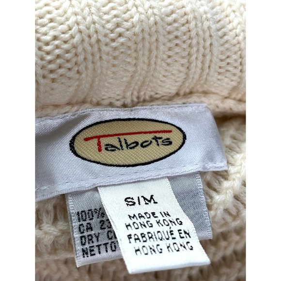 Elevated Boho, Cottage Core Tassle Talbot’s Cream Wool knit Poncho, Women's S/M - Picture 11 of 14